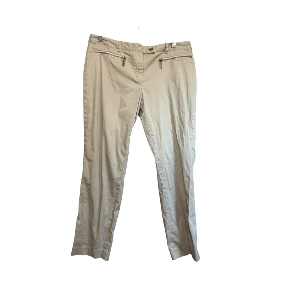 Michael Kors Pants Womens 12 Tan Excellent Zipper Pockets Straight Leg Trousers